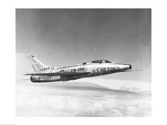 Side profile of a fighter plane in flight, F-100C Super Sabre | Obraz na stenu