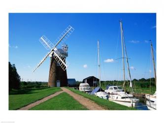 Drainage windmill at the riverside, Horsey Windpump, Horsey, Norfolk, East Anglia, England | Obraz na stenu
