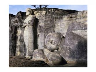 Statues of Buddha carved in rock, Gal Vihara, Polonnaruwa, Sri Lanka | Obraz na stenu